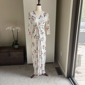 Peach Love Floral Knit Maxi White Sz S EUC! Made in USA Boho California